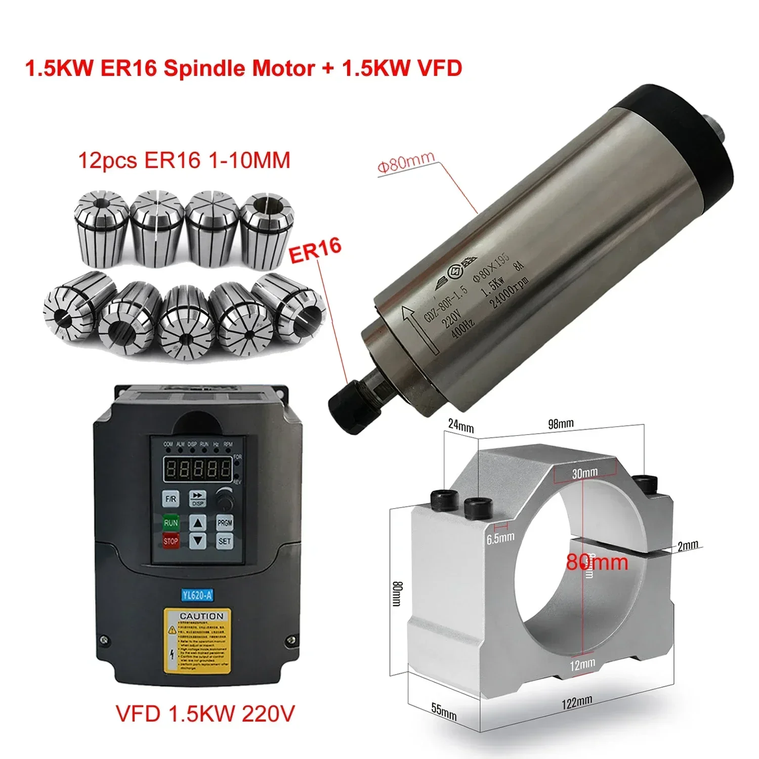 CNC Luchtgekoelde 800W 1500W 2 - Er20 Collet Chuck Spindle Motor 220V recensie en prijs
