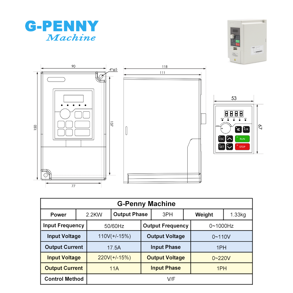 G-Penny 2.2KW ER20 Bullet Wate - 2.2Kw Water Cooled Spindle Kit Vfd recensie en prijs