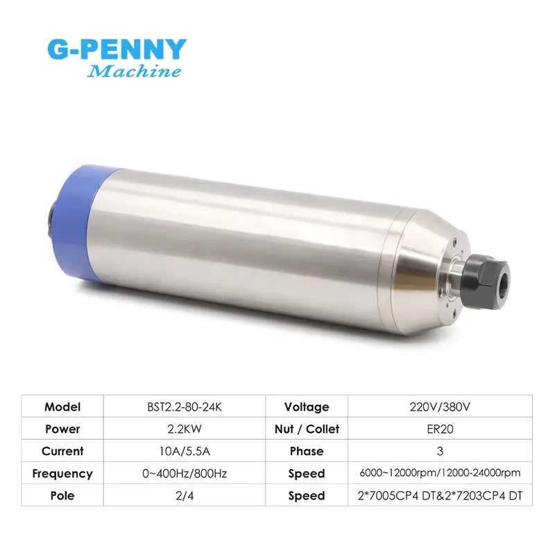G-Penny 2.2kw ER20 D80 12000rp - 2.2Kw Water Cooled Spindle Kit Vfd recensie en prijs