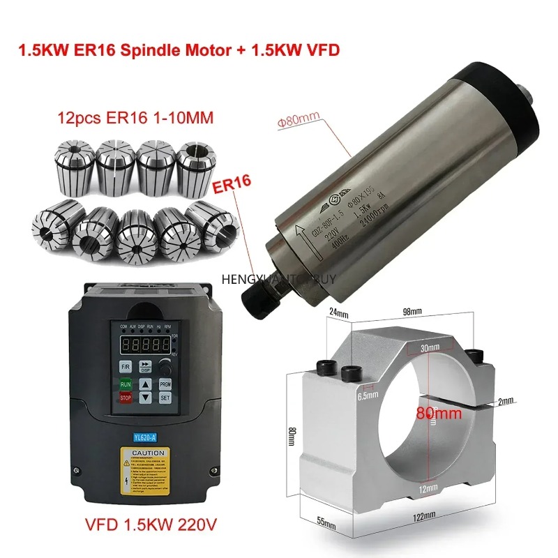 Luchtgekoelde 800W 1500W 2200W - Er20 Collet Chuck Spindle Motor 220V recensie en prijs